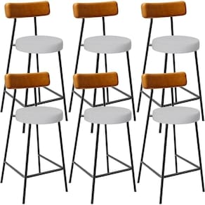 Kit 06 Banquetas Baixa Cozinha E Sala Jantar Bancada Milão L02 Couríssimo Whisky Cinza -LyamDecor