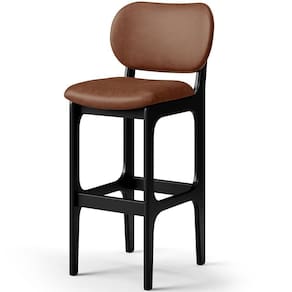 Banqueta Alta Para Cozinha Madeira Fixa Betta L02 Preto Couríssimo Marrom - Lyam Decor