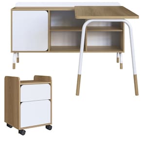 Conjunto Escritório Mesa L Gaveteiro 28004X27998 Hanover Branco Artesano