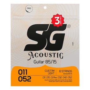 Kit 3 Encordoamentos Violão Aço Tensão Leve 85/15 SG Acoustic