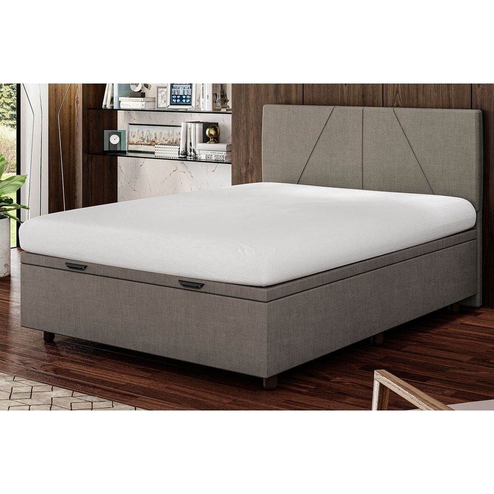 Base Cama Baú Casal Linho SkyBox