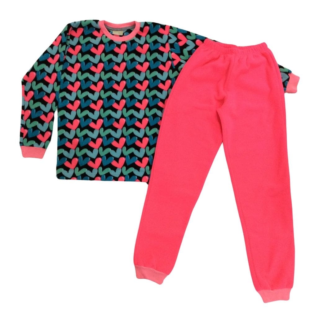 Pijama infantil soft fem Vrasalon chiclete/azul