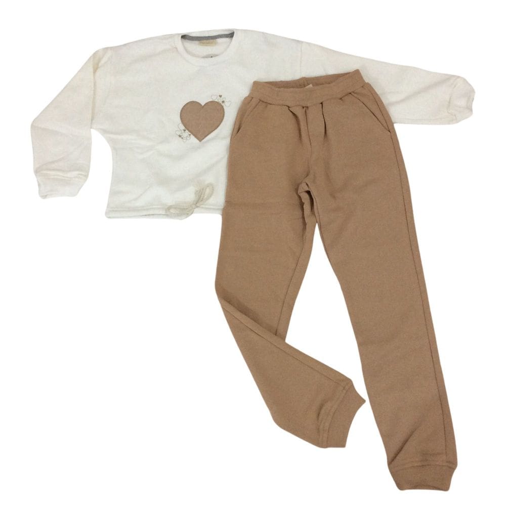 Conjunto Moletom Infantil Fem Vrasalon Cru e Caqui