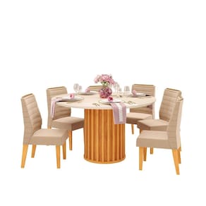 Conjunto de Mesa DJ Móveis New Viena Com 6 Cadeiras Ondina
