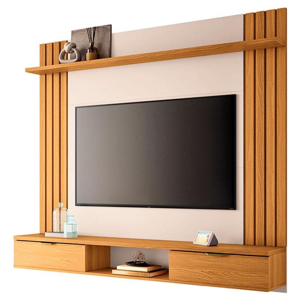 Painel para TV Home Suspenso Solus Cinamomo Off White – HB Móveis