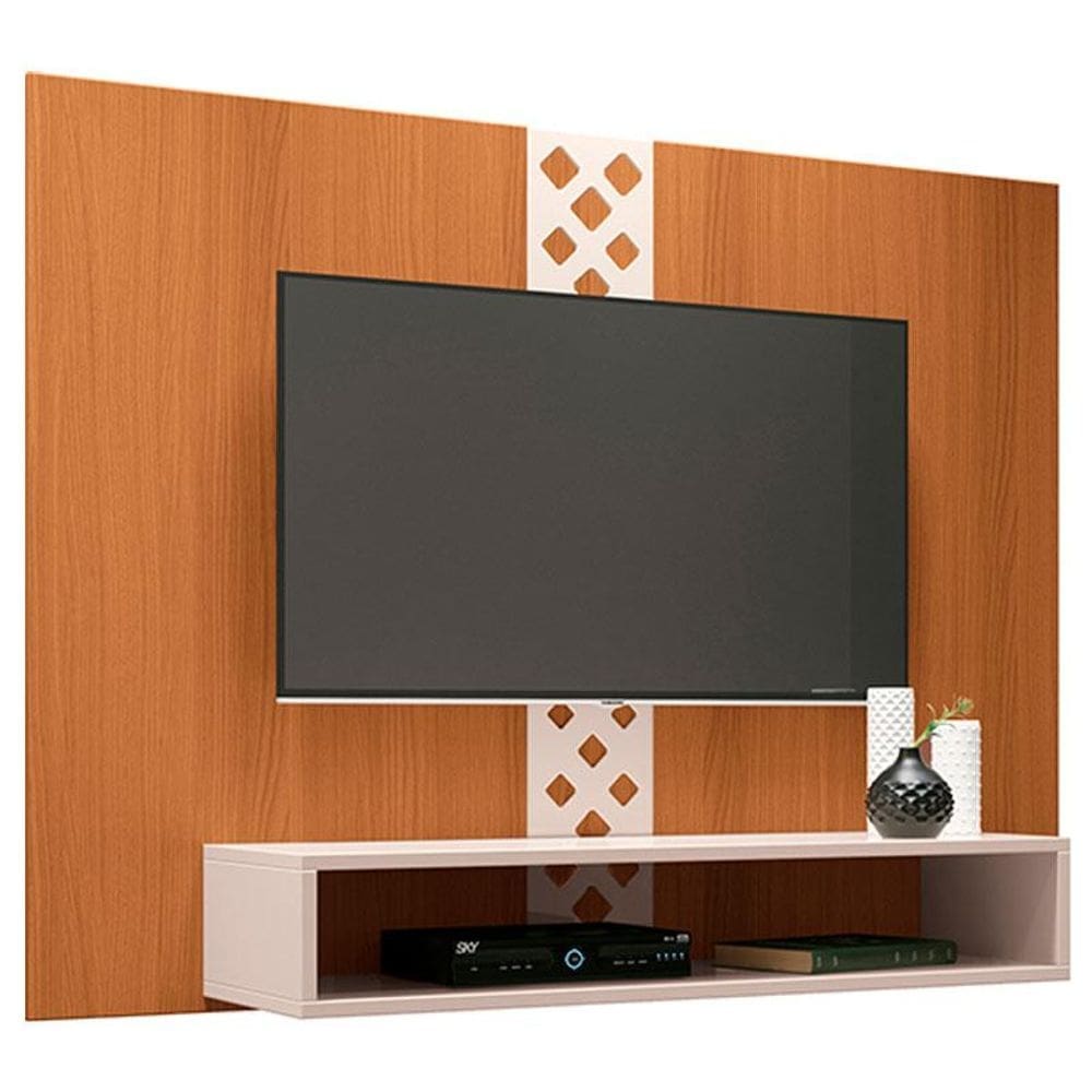 Painel para TV Home Suspenso Form Cinamomo Off White – HB Móveis