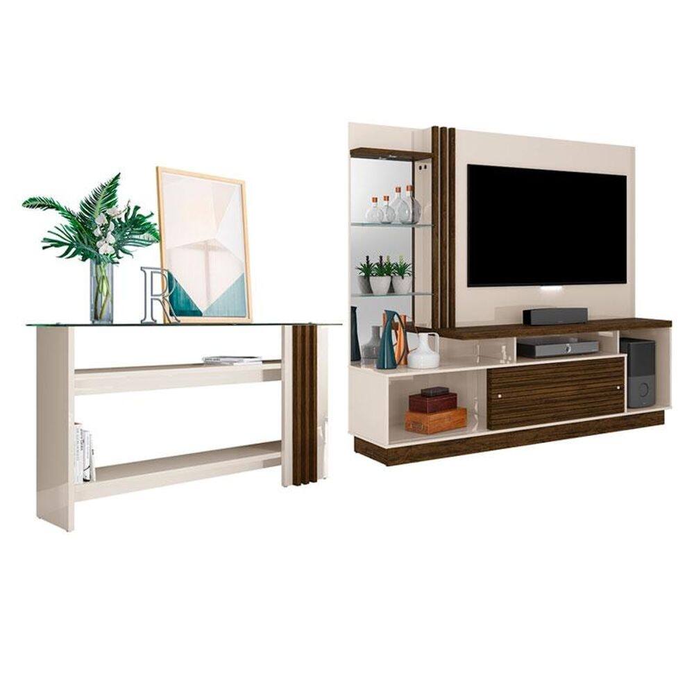Estante Home Theater com Aparador Frizz Plus Off White Savana – Madetec