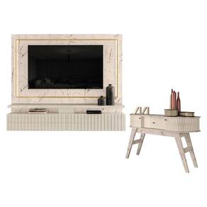 Estante Home Theater Suspenso Gaia com Aparador Estoril Calacata Off White - Madetec