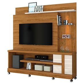 Estante Home Theater Alan com Rodízios Naturale Off White - Madetec