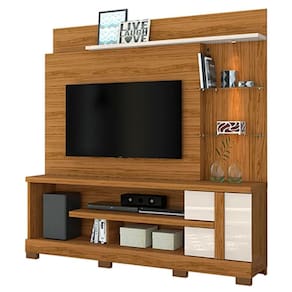 Estante Home Theater Alan com Pés Naturale Off White - Madetec