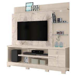 Estante Home Theater Alan com Pés Calacata Off White - Madetec