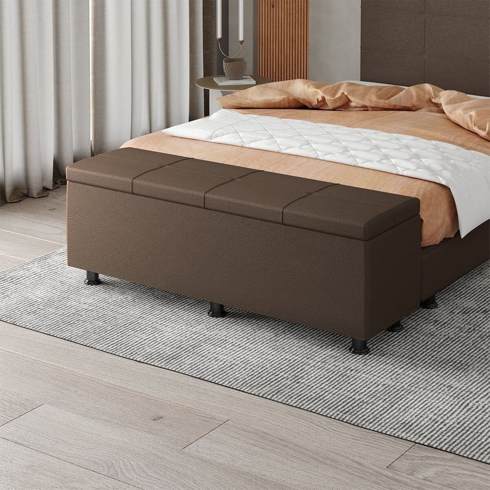 Baú Sapateira Estofada Queen Size Marte Corino SkyBox