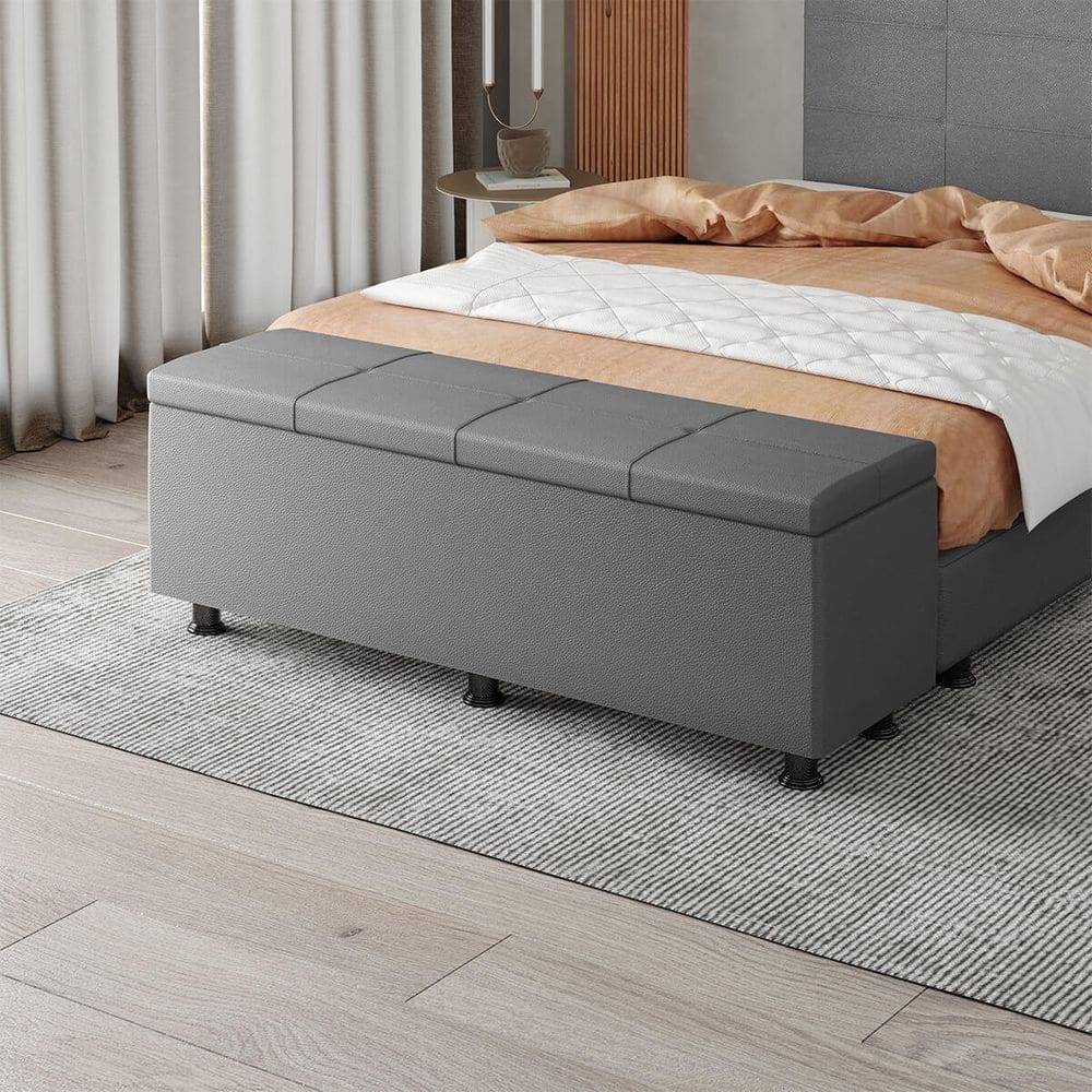 Baú Sapateira Estofada Queen Size Marte Corino SkyBox