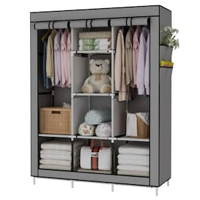 Guarda Roupa Dobravel Retratil Cinza Organizador de Roupas