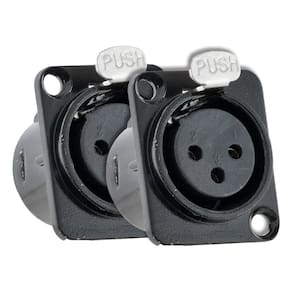 Kit 2 Conectores XLR Fêmea Painel 3 Pólos HYX HX049F Pretos