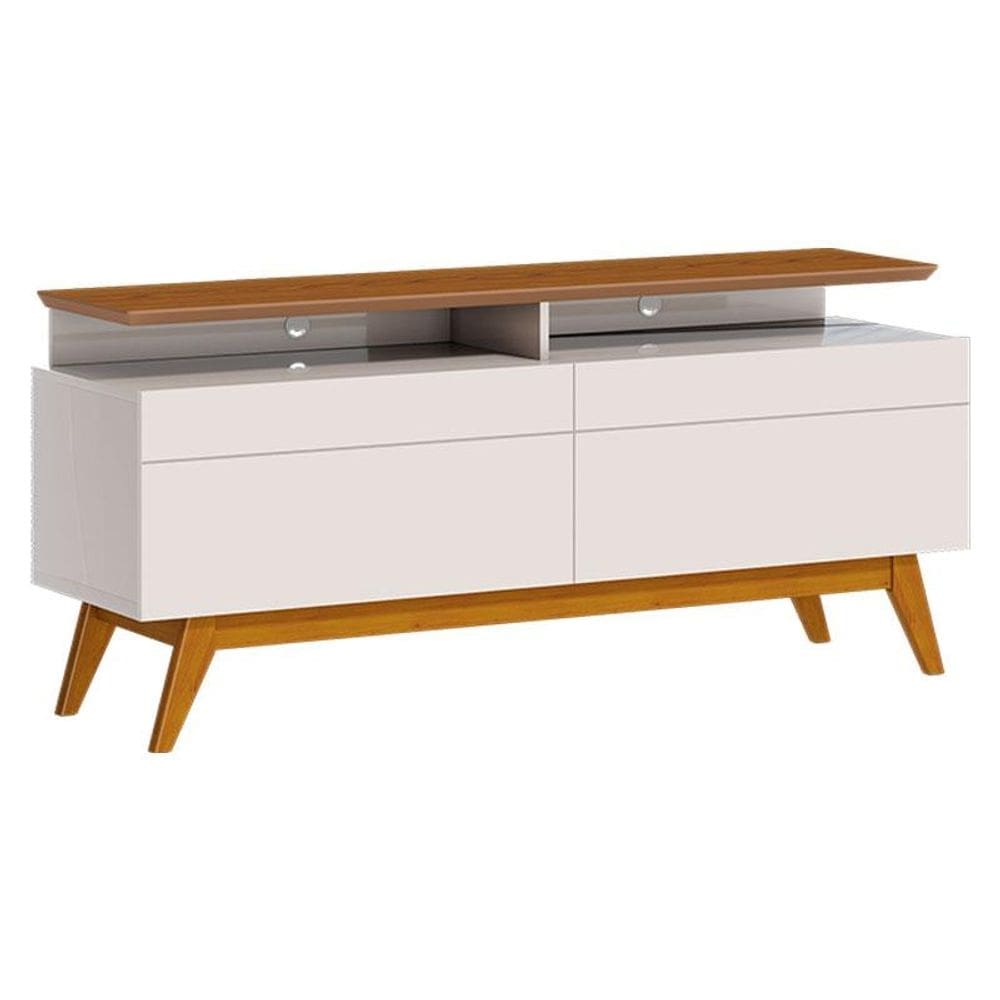 Rack Bancada Classic 2 Gavetas com Nicho 1.4 Off White Freijó Touch - Imcal