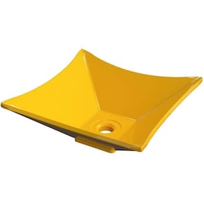 Cuba De Apoio Para Banheiro Quadrada C01 Lux Amarelo