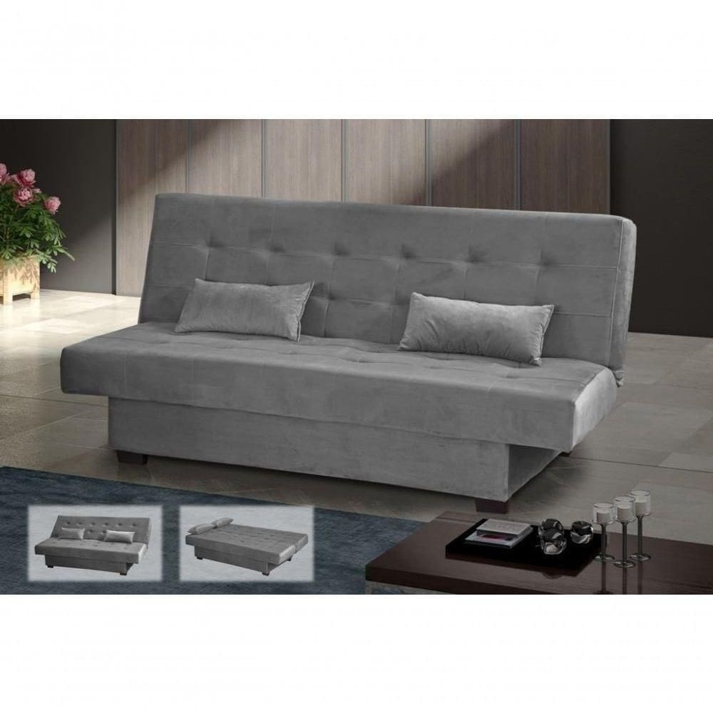 Sofá Cama Casal 3 Lugares Laila - Veludo Chumbo