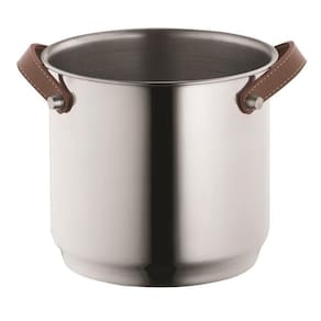 Balde De Gelo Inox Champanheira Com Alças De Couro 4,5 Litros Bar Festa Garrafas Geladas Alto Padrão