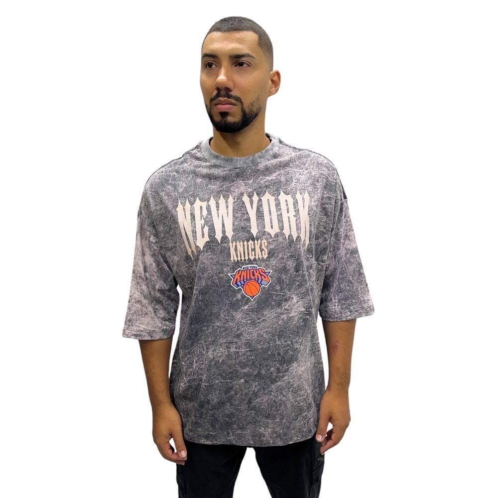 Camiseta Nba Masculina Knicks Gothic Team Oversize Nb452