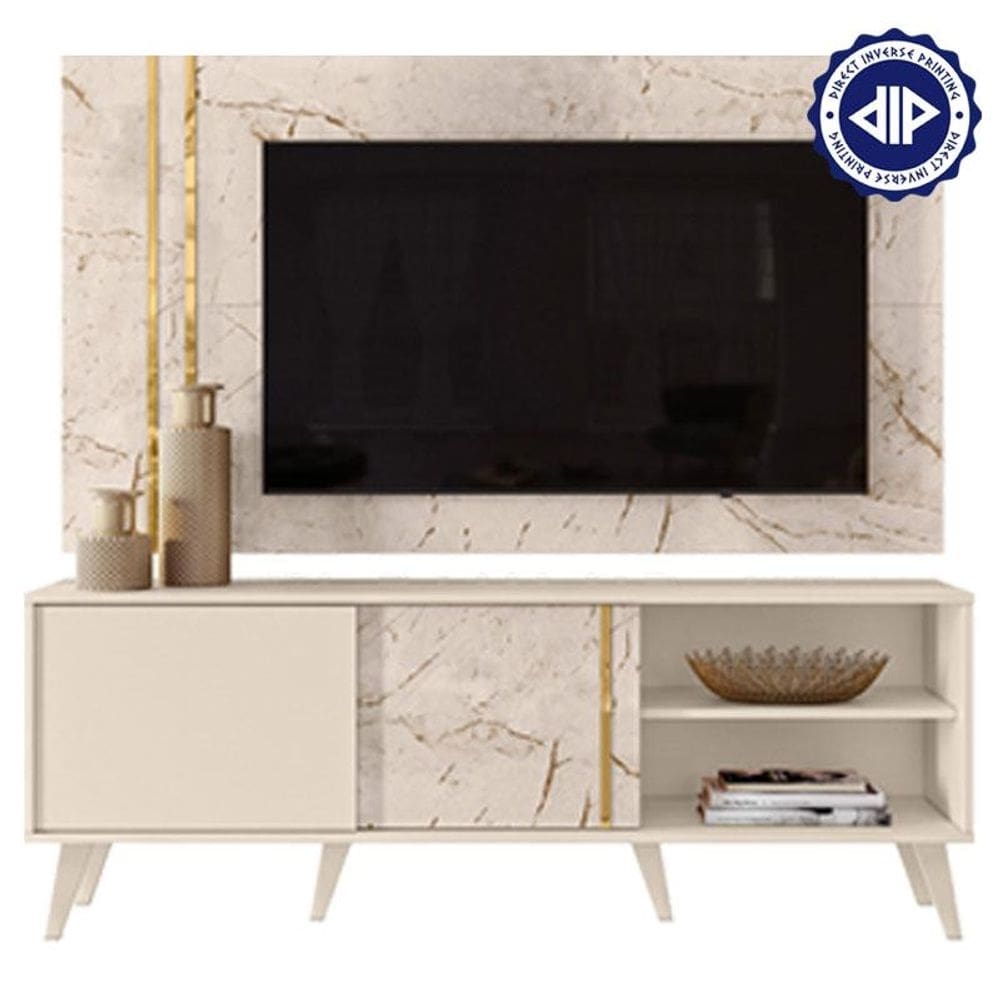 Rack Bancada e Painel para TV Cronos Calacata Off White - Madetec