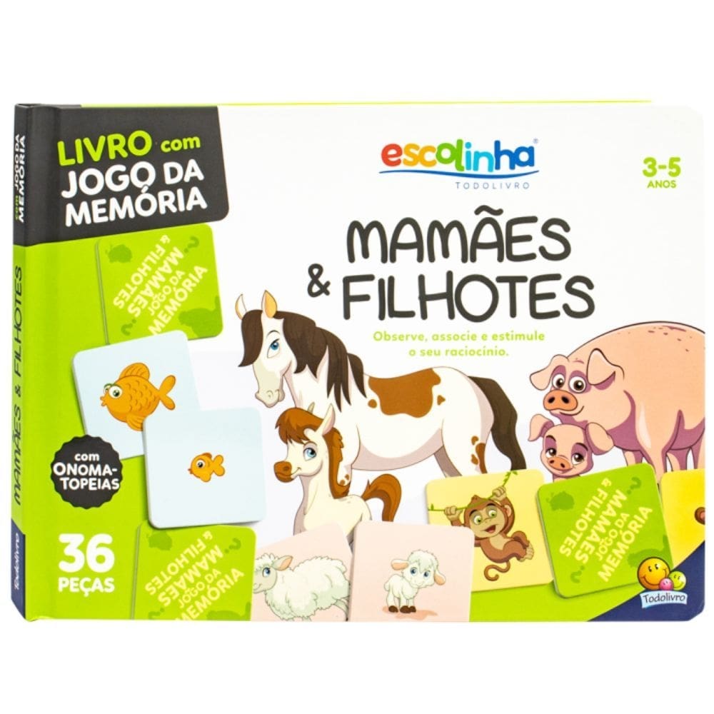 Livro Escolinha Todo Livro Mamães e Filhotes com Jogo da Memória 36 Peças