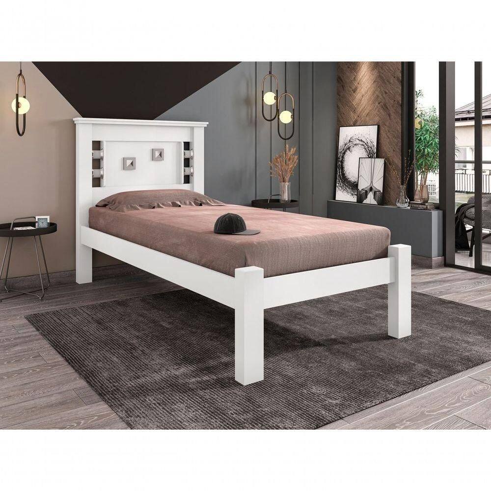 Cama De Solteiro Fuol Branco E Rosa