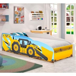 Cama Infantil Premium Kids Tractor Amarelo Com Colchão