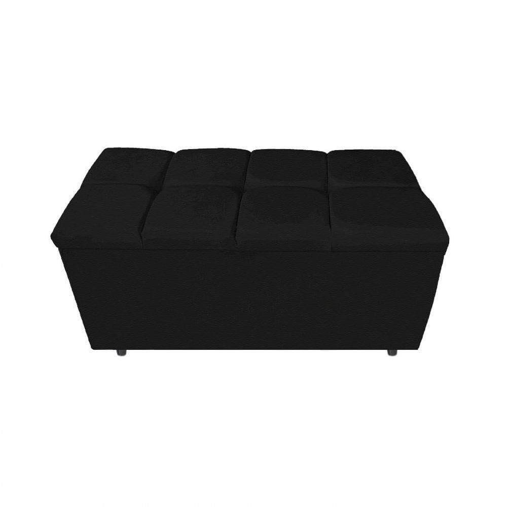Calçadeira Estofada Manchester 90cm Solteiro Corano Preto