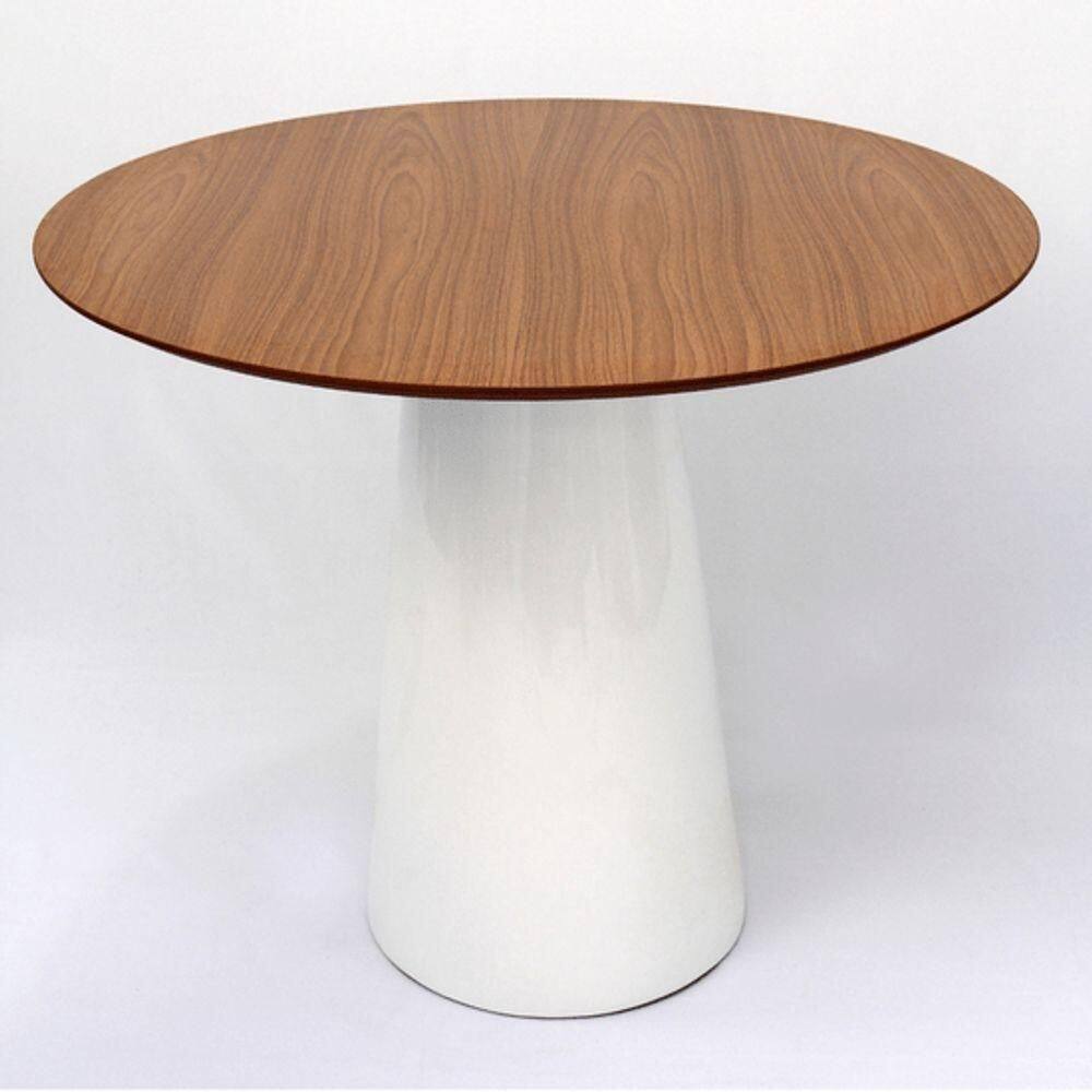 Mesa De Jantar Cone 80Cm Tampo Freijó Branco