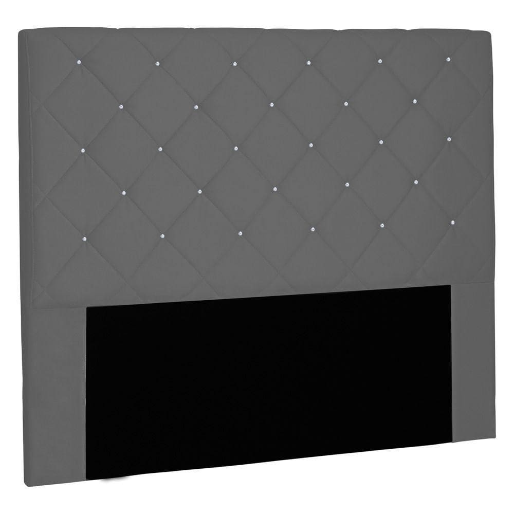 Cabeceira Estofada Box Casal King Size Tânia 195cm Cinza