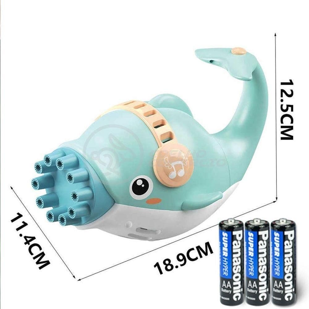 Kit 1 Golfinho Bolha Sabão Criança Infantil+ 3 Pilha Azul 8