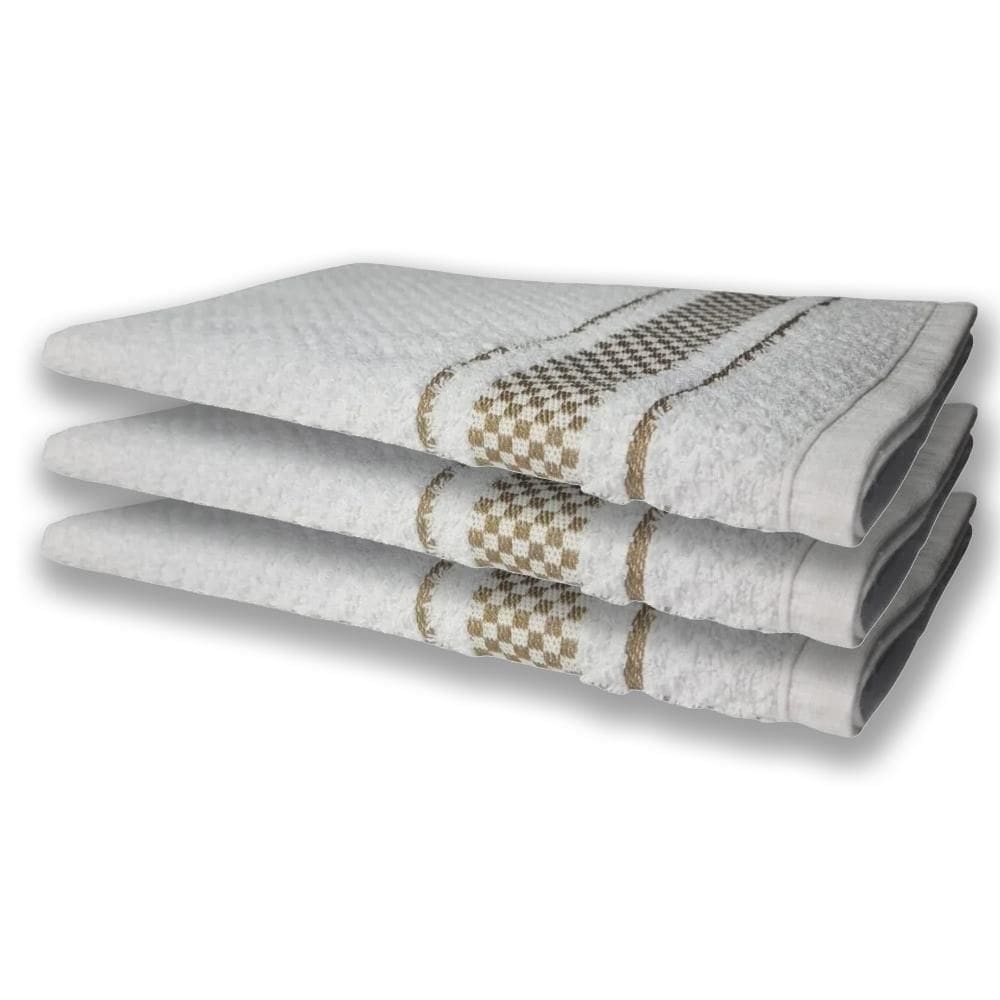 3 Panos De Prato Atoalhado Felpudo Marrom