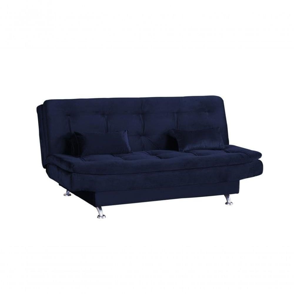 Sofá Cama Casal Reclinável Salomé - Veludo Azul Marinho