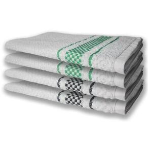 4 Panos De Prato Atoalhado Felpudo Premium Preto+Verde