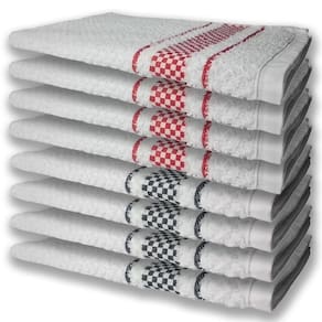 8 Panos De Prato Atoalhado Premium 4 Vermelho 4 Preto