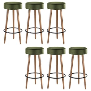 Kit 6 Banquetas Estofada Com Pés De Madeira Couríssimo Verde