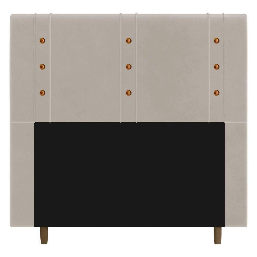 Cabeceira Cama Box Casal King Size Roma 195cm Veludo Bege