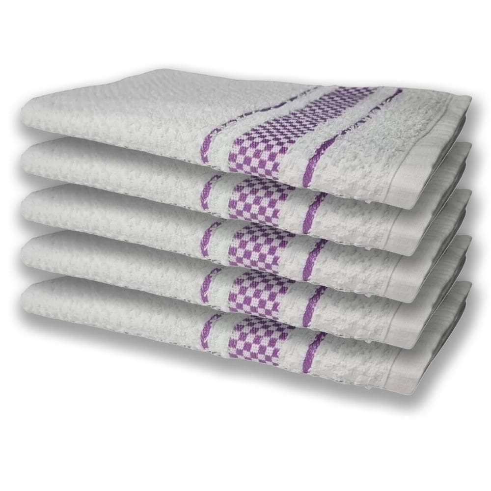 5 Panos De Prato Atoalhado Felpudo Roxo