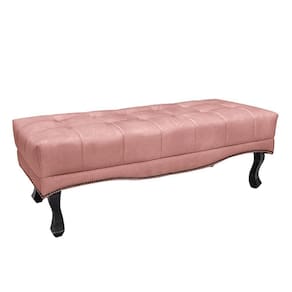Recamier Decorativo 160cm Loewe Veludo Pés De Madeira Rosa
