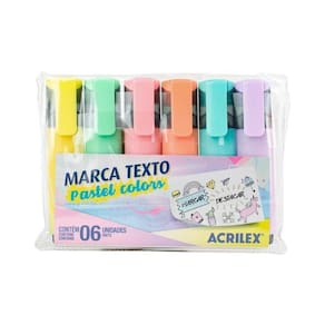 Marca Texto Tons Pastéis Com 6 Cores - Acrilex