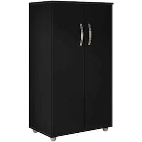 Armário Multiuso Rosa 2 Portas 3 Prateleiras Preto