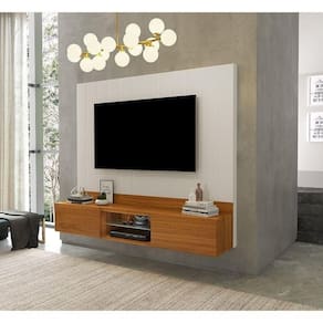 Painel Para Tv 75" Com Nichos Conquest Carvalho New / Off White - Luapa