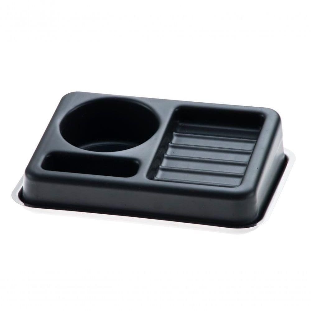 Suporte Organizador De Pia Preto Base Coletora Inox Cozinha Sabão Barra Detergente Esponja Casa