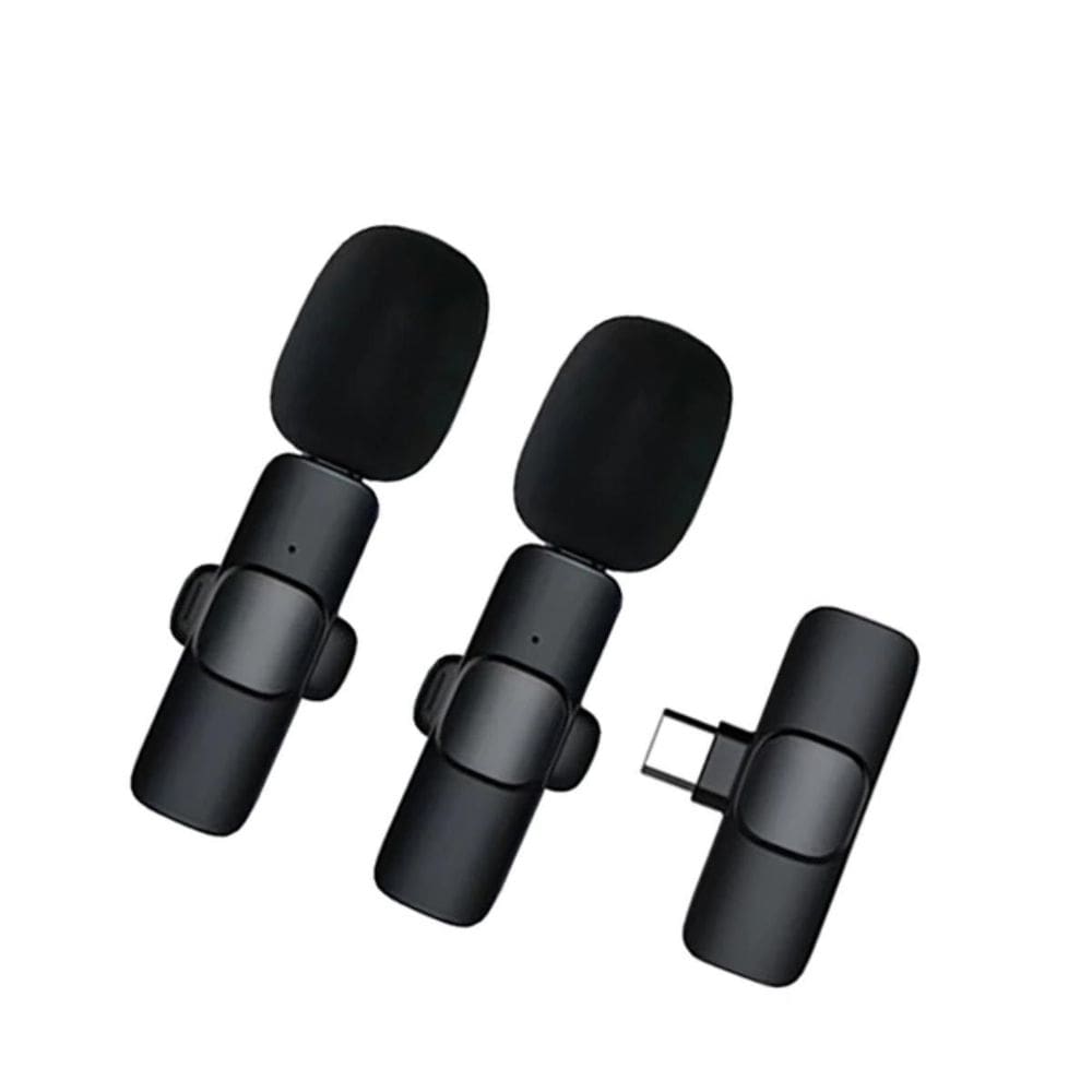 Microfone de lapela sem fio duplo para android type c