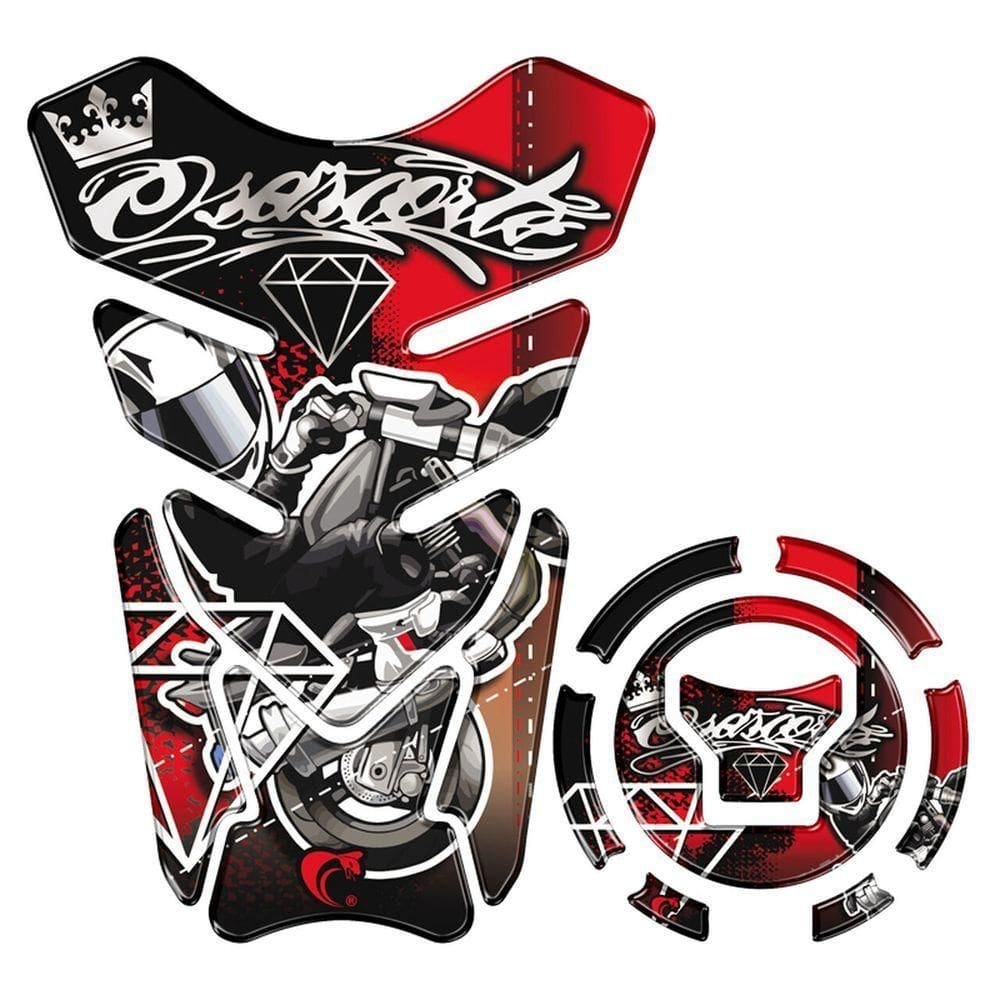 Kit Protetor Tanque Adesivo Moto Honda Acima 2018 Vermelho Cor Preto Vermelho