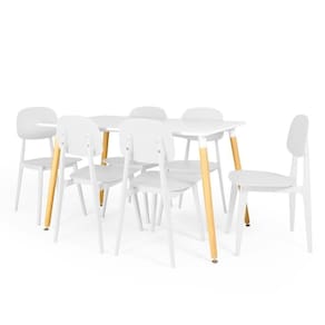 Conjunto Mesa De Jantar Retangular Eiffel Branca 120x80cm Com 6 Cadeiras Itália - Branco