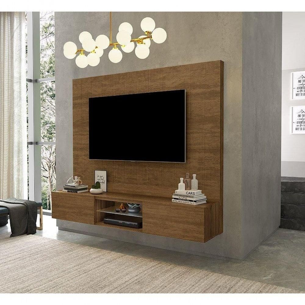 Painel Para Tv 75" Com Nichos Conquest Malbec - Luapa