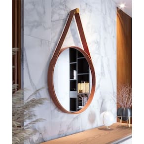 Espelho Decorativo para Sala de Estar Ambiente Aqua 60cm Marrom - Imcal