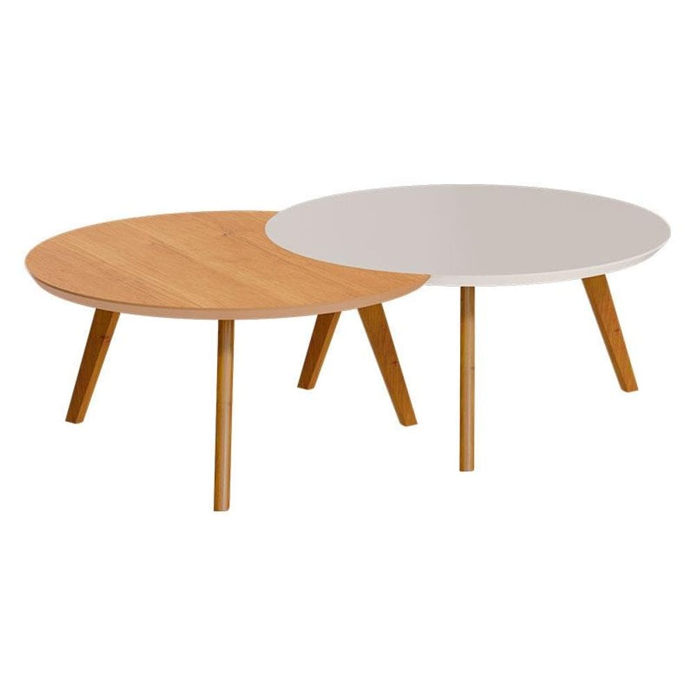 Kit Mesa de Centro Luna Off White Nature - Imcal